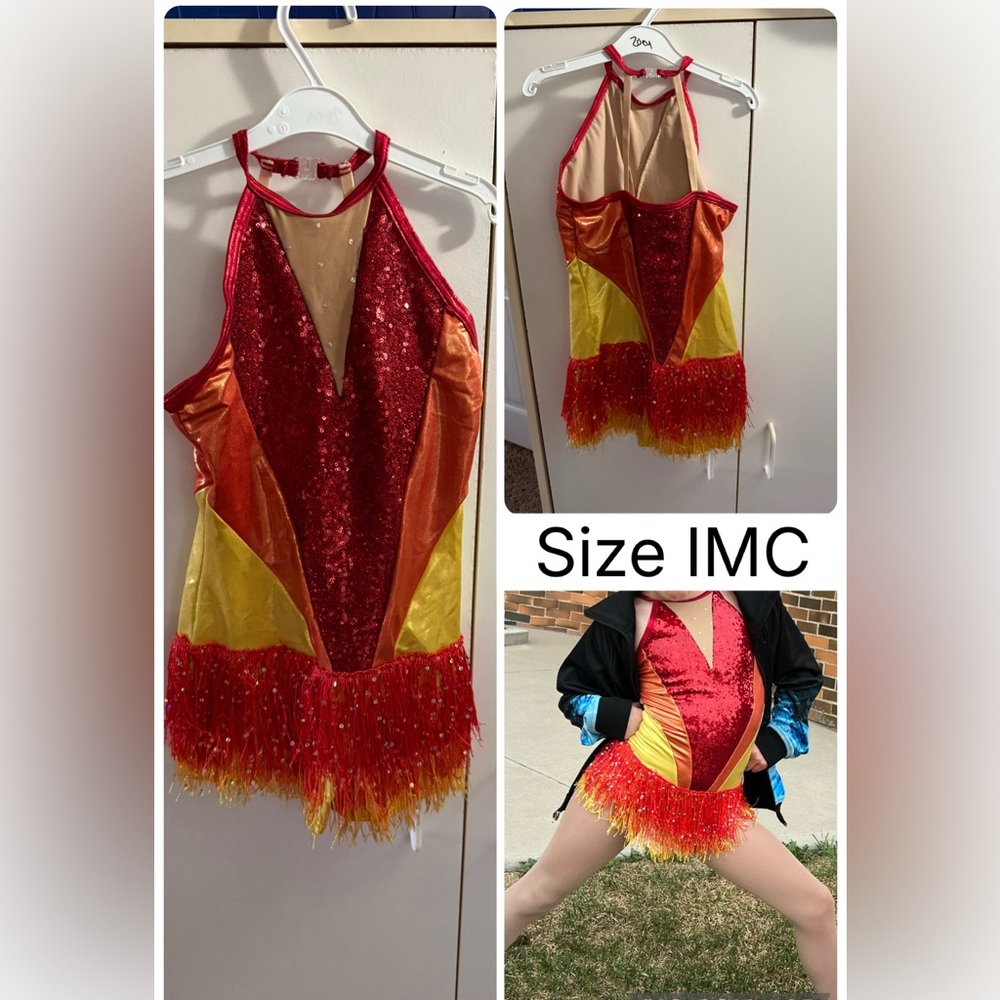 Red and Yellow Sequin Halter Costume